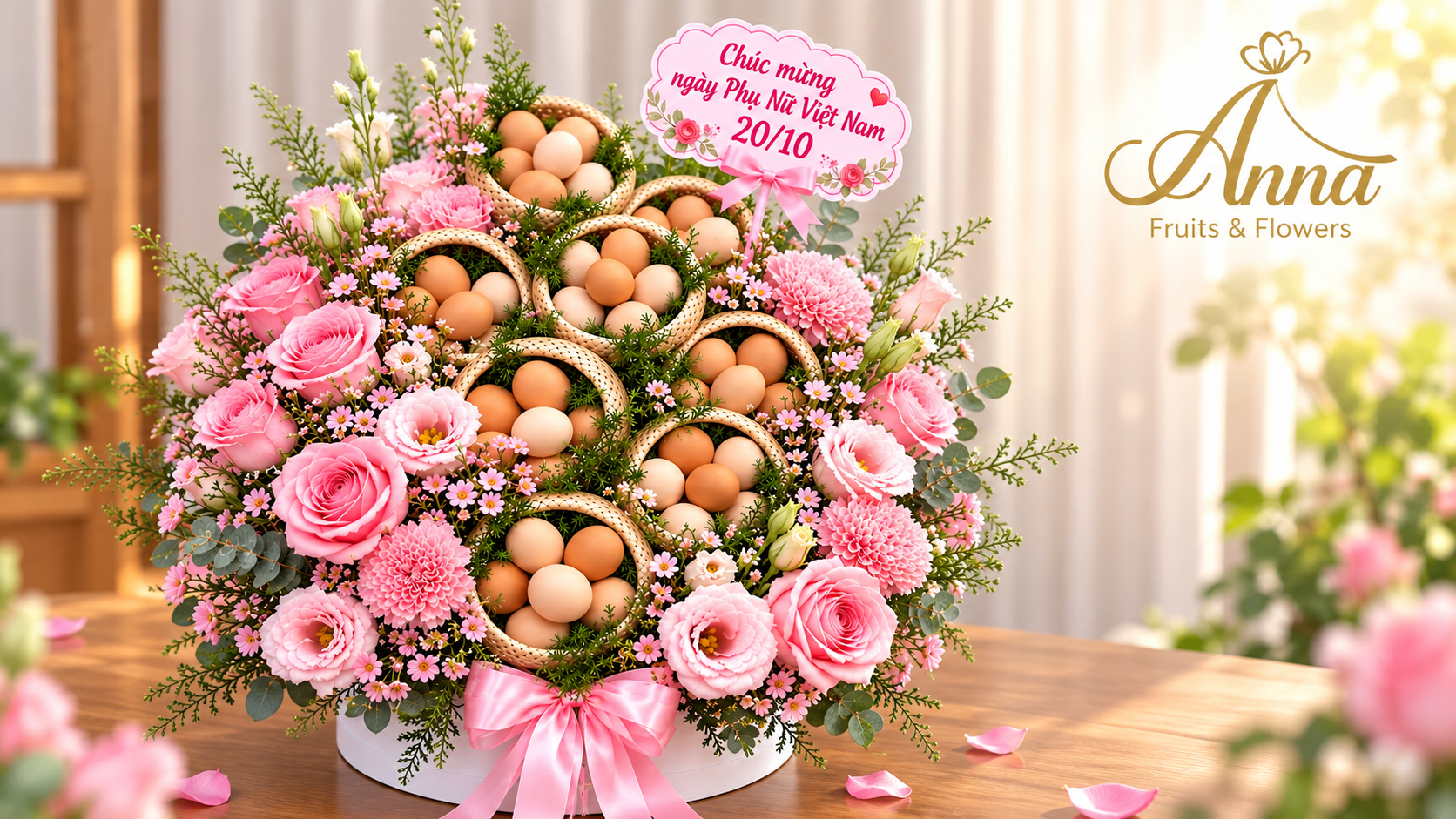 Mẫu hoa 20/10 đẹp thiết kế theo yêu cầu